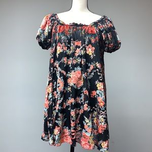 Free People Beautiful Blooms Velvet Babydoll Mini Dress XS